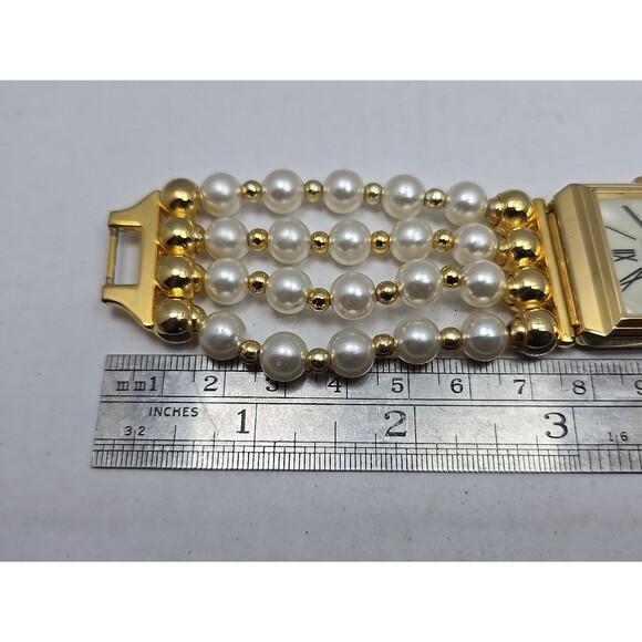Vintage Joan Rivers Classics Faux Pearl Gold Bracelet Watch New Battery Classy - Picture 10 of 11